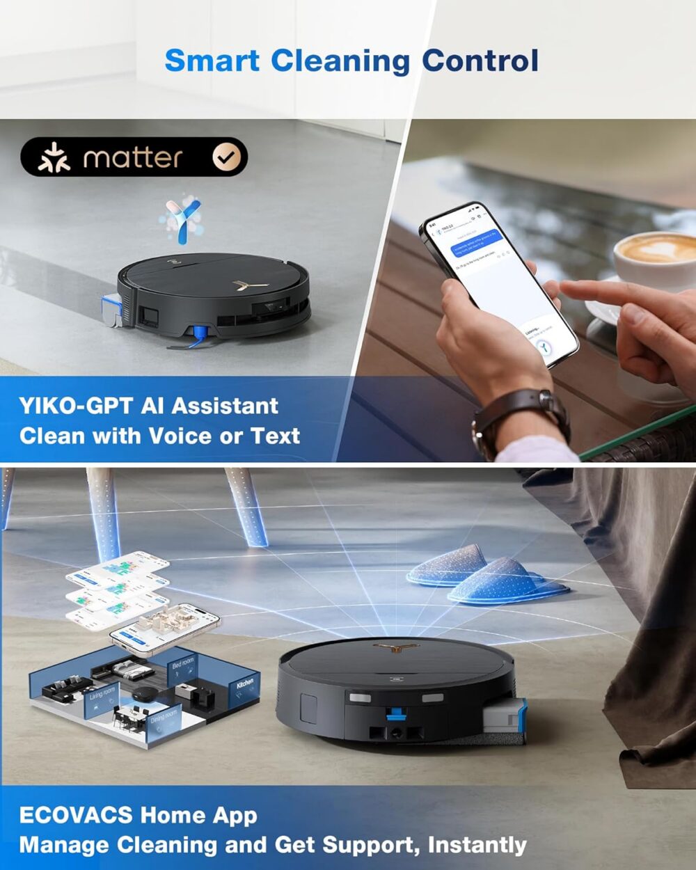 Ecovacs DEEBOT X9 PRO OMNI, OZMO ROLLER, märg- ja kuivpesu - Robottolmuimeja - Image 15
