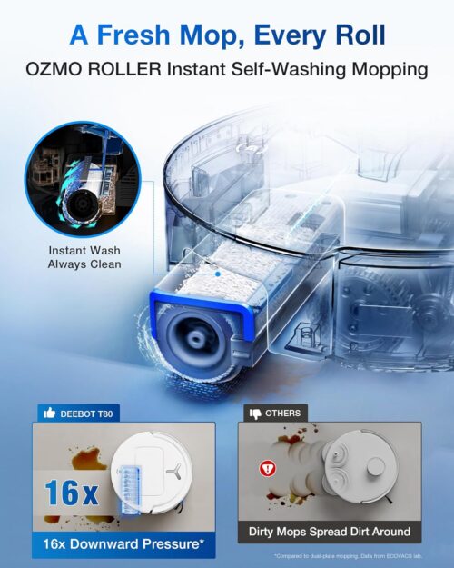 Ecovacs DEEBOT T80 OMNI , OZMO ROLLER, märg- ja kuivpesu - Robottolmuimeja - Image 14