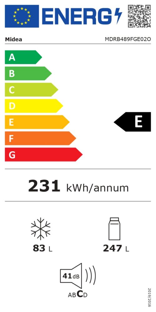 Midea MDRB489FGE02O, No Frost, 320 L, kõrgus 201 cm, hall - Külmik - Image 2