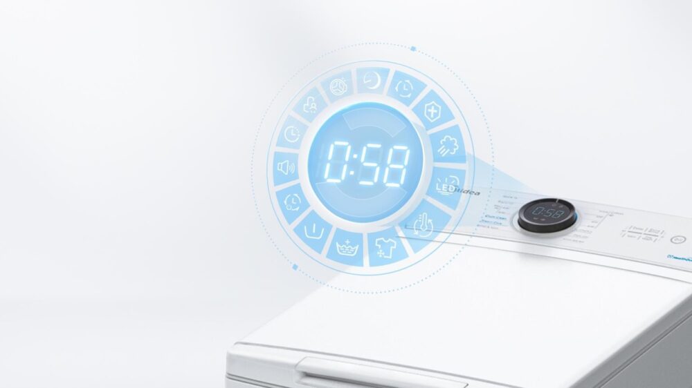 Midea MF100T60B/W-HR 6kg, sügavus 61cm, 1200p/min - Pealtlaetav pesumasin - Image 3