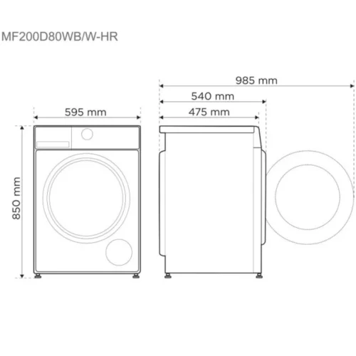 Midea MF200D80WB/W-HR 8/6kg, sügavus 48cm, 1400p/min - Kuivatiga Eestlaetav pesumasin - Image 8