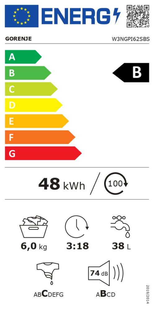 Gorenje W3NGPI62SBS 6kg, sügavus 43,5cm, 1200p/min - Eestlaetav pesumasin - Image 8