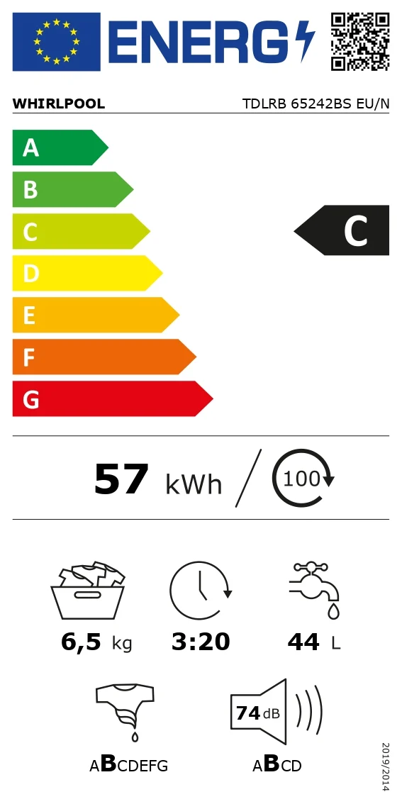 Whirlpool TDLRB 65242BS EU/N, 6.5 kg, sügavus 60cm 120op/min - Pealtlaetav pesumasin - Image 8