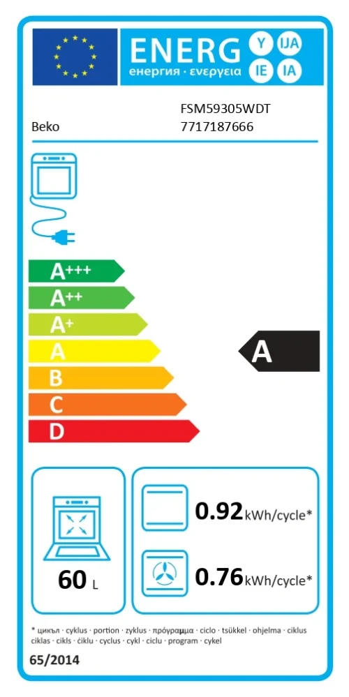 Beko FSM59305WDT 60L , Laius 50cm - Eraldiseisev pliit - Image 7
