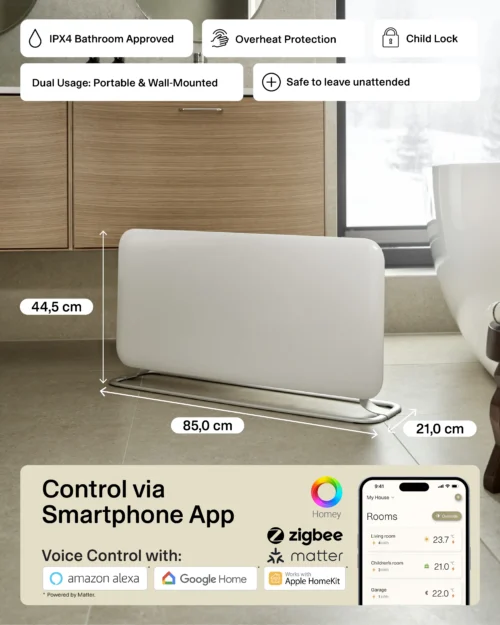 Mill Invisible Smart WiFi Gen.4 1500W 22 m² - Elektriradiaator PA1500WIFI4A - Image 5