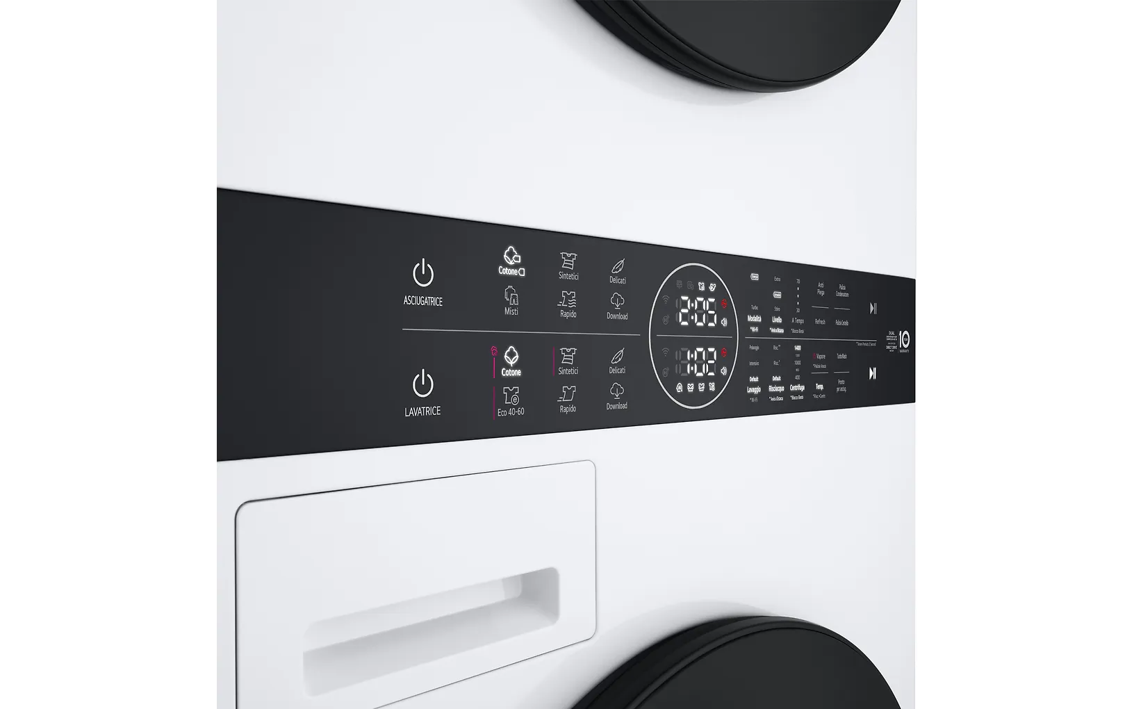 LG WashTower, 12 kg + 10 kg, sügavus 66 cm, 1400 p/min - Pesumasin + Pesukuivati WT1210WWF - Image 5