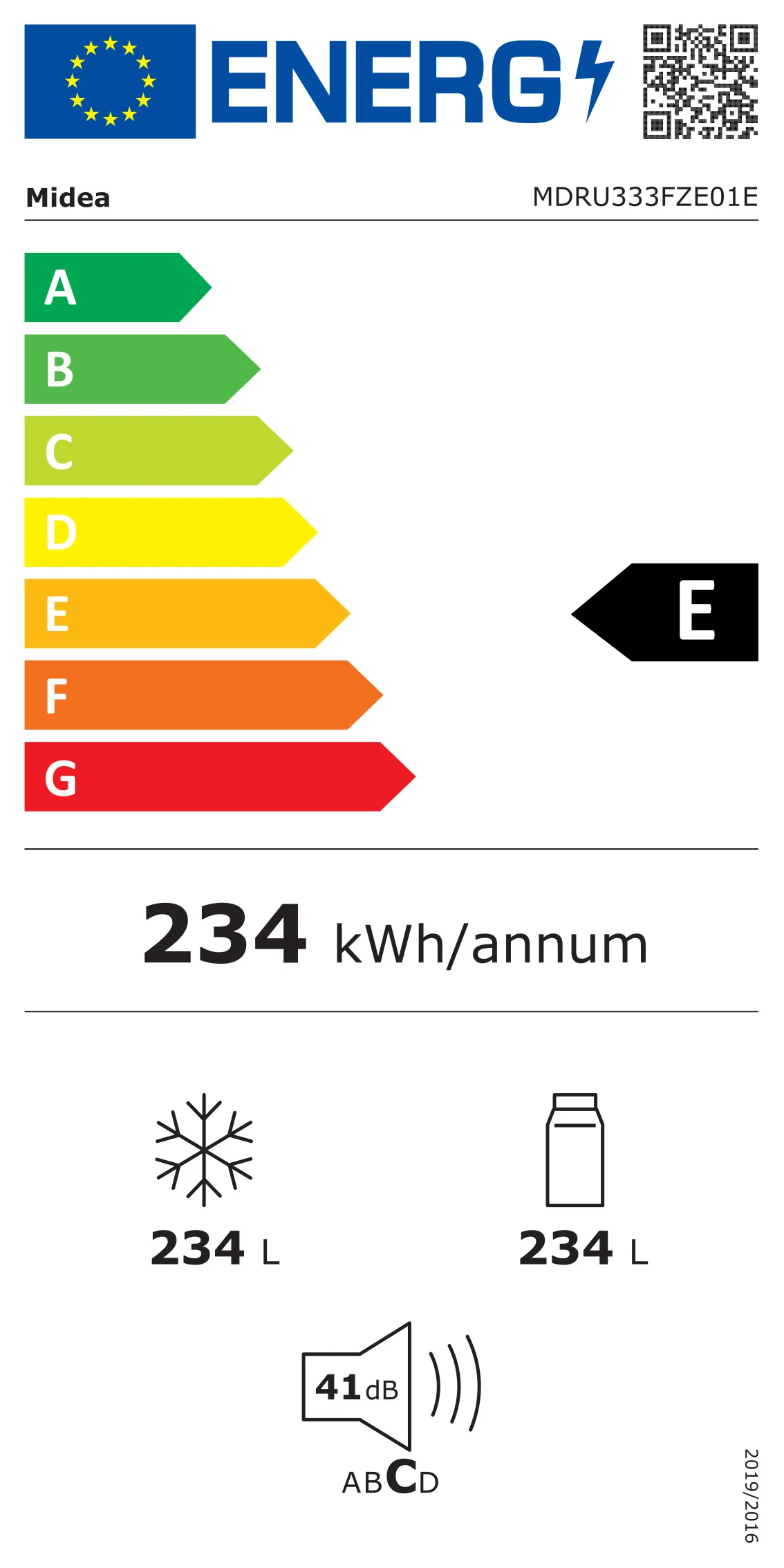 Midea MDRU333FZE01E 238L, Kõrgus 172,2 cm - Sügavkülmik - Image 3
